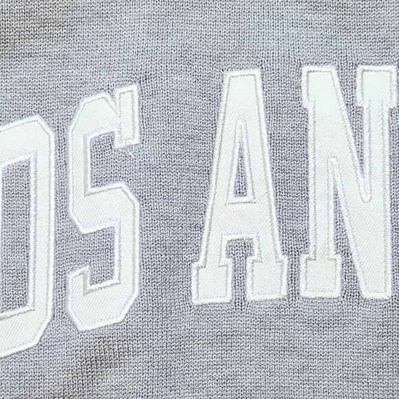 Stella Tweed Varsity Striped V-Neck Los Angeles Sweater Gray & White Size M - Picture 7 of 16